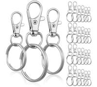 OSALADI Llaveros Pequeños con Cierres Giratorios de Langosta de Acero Inoxidable, Pack de 30 Piezas con Anillos Redondos de 25 Mm y Cierres de 38 Mm, 35 Mm y 32 Mm, Accesorios