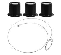OSALADI Lupa Clip para Relojero, Lentes de Vidrio 5X, 10x, 15x, Set 4 Piezas para Reparación de Relojes, Joyería y Manualidades, Herramienta Portátil para Trabajos Detallados