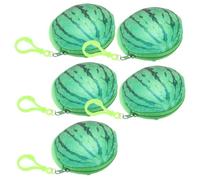 OSALADI Monedero para Niñas de Peluche 3D con Diseño Realista de Sandía, Pequeño Organizador de Bolsos y Ligero, Bolsa de Monedas Colorida para Uso Diario y Regalos, Set de 5 Piezas