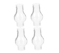 OSALADI Pantalla de Vidrio para Lámpara de Aceite Vintage, 4 Piezas, Cubierta Transparente Pequeña Resistente al Viento y Alta Temperatura, Accesorio para Lámpara de Queroseno en Hogar