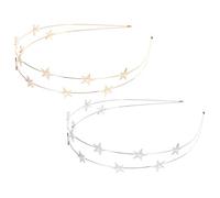 OSALADI Paquete de 2 Diademas Metálicas Finas para Mujer Diseño de Estrellas Dobles Color Dorado y Plateado Accesorios Cabello Ideales para Bodas Novias y Fiestas