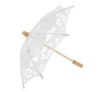 OSALADI Paraguas de Encaje Blanco de Algodón para Boda, Accesorio Esencial para Fotografía Nupcial, Ligero Diseño Elegante Estilo Real Occidental