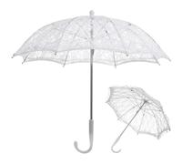 OSALADI Paraguas de Encaje Romántico Pequeño Blanco Bordado para Fotografía de Boda Accesorio para Actuaciones y Decoraciones Sombrilla Vintage para Uso Escénico y Eventos