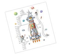 OSALADI Pegatina de Pared Creativa de Nave Espacial para Habitación Infantil, Medidor de Altura Preciso, Material Pvc Seguro y Fácil de Limpiar, Decoración Mural para Dormitorio de Niños
