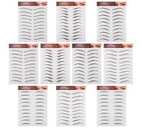 OSALADI Pegatinas Impermeables para Cejas 3D Efecto Pelo Negras, 10 Piezas, Maquillaje Temporal para Mujeres Cejas Escasas, Adhesivos Creativos para Microblading y Perfilado Facial