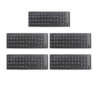 OSALADI Pegatinas para Teclado en Español 5 Piezas Mate Negro Letras Claras Adhesivas para Portátil Ordenador Compatible Educación y Aprendizaje Multilingüe
