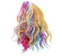 OSALADI Peluca Corta Rizada Arcoíris para Mujer y Niña Pelo Sintético Ligero Colorida para Cosplay y Halloween Peluca Ondulada de Sirena para Fiestas y Eventos Festivos