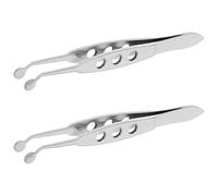 OSALADI Pinzas para Glándulas de Meibomio de Acero Inoxidable Punta Redonda 5X5 MM 2 Unidades para Masaje y Extracción de Párpados Herramienta Portátil para Cuidado Ocular y Terapia en