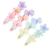 OSALADI Pinzas Pelo de Niñas Lazos y Flores de Tela en Colores Candy, Set de 6 Clips Surtidos (verde, Morado, Azul, Rosa, Amarillo, Naranja) para Uso Diario y Fiestas Infantiles