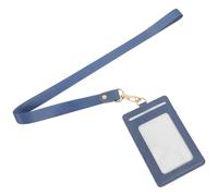 OSALADI Porta Credencial Transparente con Cordón Azul, Funda Rígida de Pu para Tarjetas de Identificación y Credenciales, Protector Antiarañazos Reutilizable para Oficina, Estudiantes
