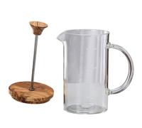OSALADI Prensa Francesa de Café de Vidrio Estructura Simple y Resistencia al Frío y Calor, Tetera Manual de Madera Adecuado para Oficina y Hotel