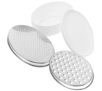 OSALADI Rallador de Queso Ovalado 3 Piezas con Recipiente Blanco, Acero Inoxidable, 2 Cuchillas para Rallar Zanahorias, Pepinos y Patatas, Utensilio para Cocina y Almacenamiento