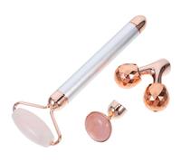OSALADI Rodillo Facial de Jade Natural Palo de Masaje Eléctrico, Vibración de Alta Frecuencia, Tamaño Ligero y Portátil para Cuidado y Masaje Piel del Rostro, Color Plateado
