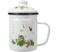 OSALADI Taza de Esmalte Retro para Té Filtro y Tapa, Capacidad 700ml, Mango Cómodo de Acero Inoxidable para Cafetería y Restaurante