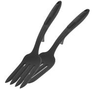 OSALADI Tenedor Grande de Silicona Negro 2 Unidades, Resistente al Desgaste, Ergonómico para Cocinar Fideos y Carne, Utensilio Multifunción para Pasta y Cocina Diaria