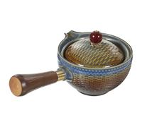 OSALADI Tetera de Cerámica con Asa Lateral 360° Rotación, Pequeña Tetera de Porcelana Estilo Tradicional, Color Azul Esmaltado, 1 Pieza, Adecuado para Preparar Té Gongfu y Uso Diario