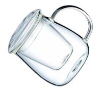 OSALADI Tetera de Cristal 300ml de Vidrio Filtro y Asa para Té | Pared Engrosada, Boca Ancha y Limpieza Fácil, para Té Suelto y Flores, Uso en Hotel