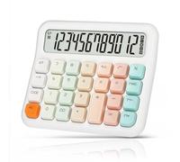 OSALO Bonita calculadora de escritorio de 12 dígitos, pantalla LCD grande, bonita calculadora básica de escritorio con botones grandes, función estándar alimentada por pilas para oficina, hogar