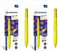 Osama 4 Multi Neon - Bolígrafos Personalizados Bonitos Fluo 4 Color, Bolígrafo 1 Pieza, Bolis de Colores Tinta Negra, Azul, Roja y Amarilla (Punta 1.6 mm) - Boli Papelería, Material Escolar y Oficina