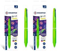 Osama 4 Multi Neon - Bolígrafos Personalizados Bonitos Fluo 4 Color, Bolígrafo 1 Pieza, Bolis de Colores Tinta Negra, Azul, Roja y Amarilla (Punta 1.6 mm) - Boli Papelería, Material Escolar y Oficina