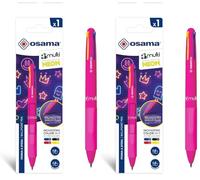 Osama 4 Multi Neon - Bolígrafos Personalizados Bonitos Fluo 4 Color, Bolígrafo 1 Pieza, Bolis de Colores Tinta Negra, Azul, Roja y Amarilla (Punta 1.6 mm) - Boli Papelería, Material Escolar y Oficina
