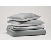OSAMA Pantone™ - Juego de Funda nórdica para Cama de Matrimonio (255 x 200 cm, 100% algodón, 200 Hilos, 2 Cuadrados, Doble Cara, Gris/Blanco)