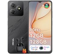 OSCAL 2025 Flat 2 Movil Gemini AI Android 15 12GB+128GB/2TB TF, 6.56" 90Hz Smartphone, Batería 5000mAh, Cámara 13MP+8MP, 4G Dual SIM, Octa-Core/Face ID/OTG/GPS/3 Años Garantía - Negro