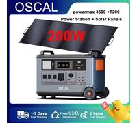Oscal Blackview PowerMax 3600 Estación de energía con enchufe UE/EE. UU., 3600Wh, con paneles solares, batería LiFePO4 de 200W, 14 salidas, resistente a caídas PM3600 200W EU