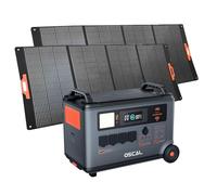 OSCAL Estación de Energía Portátil, 6000W Generador Solar Portátil, Batería LiFePO4 de 3600 WH, 230V 4AC Salidas de Reserva para Camping, Autocaravanas, Drones, con 2 paneles solares 400W