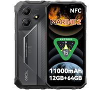 OSCAL Marine 2 Movil Irrompible Android 15, Gemini IA 2.0, 11000mAh(18W) Móvil Resistente, 12GB +64GB/2TB TF 6,56" HD+ 90Hz Móvil Rugerizado, Cámara IA, Fingerprint/GPS/NFC/OTG/Face ID