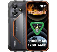 OSCAL Marine 2 Móvil Irrompible Android 15, Batería 11000mAh Movil Resistente, 6,56" HD+ 90Hz móvil Resistente, 12GB RAM+64GB ROM(TF 2TB), Cámara AI, IP68/IP69K, NFC/OTG/GPS/Huella Dactilar/Face ID