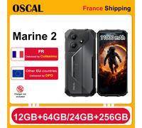 OSCAL Marine 2 [Sin cargador de la UE] 24 (8 + 16) GB + 256GB Smartphone resistente 11000mAh 6.56'' 8MP+16MP Unisoc T615 Android 15 NFC/GPS Black