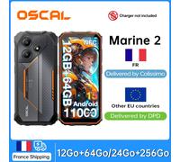 OSCAL Marine 2 [Sin cargador de la UE] Smartphone resistente 11000mAh [4GB+64GB] [8GB+256GB] 8MP+16MP Android 15 NFC/GPS Teléfono móvil Negro