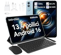 OSCAL Pad 200 Tablet 13,4 "FHD 120Hz,Android 16,24GB+256GB (2 TB TF),Tablet con Teclado y Bolígrafo,4G LTE/5G WiFi,Octa-core,8300mAh(18W),Gemini AI &Doke 5.0/SIM/16+8MP/IPS/Face ID/WidevineL1/GPS,Azul