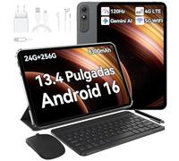 OSCAL Pad 200 Tablet 13,4 "FHD 120Hz,Android 16,24GB+256GB (2 TB TF),Tablet con Teclado y Bolígrafo,4G LTE/5G WiFi,Octa-core,8300mAh(18W),Gemini AI &Doke 5.0/SIM/16+8MP/IPS/Face ID/WidevineL1/GPS,Gris
