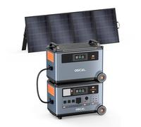 OSCAL PowerMax 6000W Generador Solar Portatil 7200Wh con Panel 400W, LFP Batería, Ampliable hasta 57.6kWh, Carga Rápida 1.2h, 14 Puertos, Estación de Energía para Hogar Emergencia, Camping, Caravana