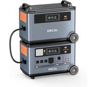 OSCAL PowerMax 6000W Generador Solar Portatil, 7200Wh LFP Batería, Ampliable hasta 57.6kWh, Carga Rápida 1.2h, 14 Puertos, Estación de Energía para Hogar Emergencia, Camping, Caravana