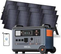 OSCAL PowerMax 6000W Generador Solar Portatil con 3 Panel 400W, 3600Wh LFP Batería, Ampliable hasta 57.6kWh, Carga Rápida 1.2h, 14 Puertos, Estación de Energía para Hogar Emergencia, Camping, Caravana