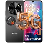 OSCAL Tiger 8 IA Telefono Movile 5G, 6.88" 120Hz Android 15 Smartphone, 12GB+128GB/2TB TF, 16MP + 8MP Mobile Phone Dual SIM, Face ID/Fingerprint/OTG/GPS/Funda de Móvil/Pago NFC
