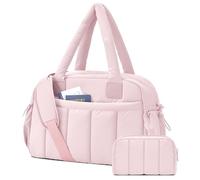 oscaurt Bolsa de viaje de 24 litros para mujer, ligera, para gimnasio, equipaje de mano con bolsa de maquillaje para fin de semana, vuelo de maternidad, rosa claro