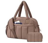 oscaurt Bolsa de viaje de 24 litros para mujer, ligera, para gimnasio, equipaje de mano con bolsa de maquillaje para fin de semana, vuelo de maternidad, Brown