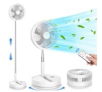 Oscilante Ventilador de Pie Portatil Silencioso con Remoto, 9" Plegable 7200mAh Bateria Recargable USB C Ventiladores, Altura Ajustabl Pequeño Mesa Ventiladores Suelo Ventoinha para Hogar Blanco