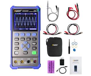Osciloscopio digital portátil para automoción, 2 canales, ancho de banda de 40 MHz, frecuencia de muestreo de 250 MSa/s, 20 000 cuentas, 3 en 1, voltaje, corriente y condensador (HDS242S)