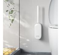 OSCIOSS - Juego de Cepillo y Soporte para Inodoro con diseño ergonómico, tamaño Compacto, cerdas duraderas, Base de Ranuras de ventilación para baño