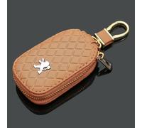 OscitY Coche Cuero Llavero, para Peugeot 107 108 206 207 207 CC 208 307 307 CC 308 308 CC 406 407 Llavero Bolsa Personalizado Impermeable Anti-rasguños Proteger Decoración Accesorios,B/Brown