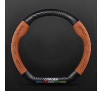 OscitY Coche Cuero Volante Fundas, para Citroen ami AMI Xsara Picasso Berlingo C1 C2 C3 Aircross C4 Antideslizante Duradero Transpirable Volante Protector Accesorio,D/Brown-Carbon Fiber Skin