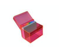 OSCO Caja de índice de acrílico neón | Regular | Pestañas divisoras de la A a la Z | 100 hojas de notas a rayas incluidas (6 x 4 pulgadas) | Tarjetas flash de revisión rayadas | Notas de recetas |