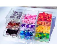 OSCO Cajonera apilable de acrílico transparente con 3 cajones, paquete de 6, no tamaño A4, almacenamiento de artículos pequeños, apilable, contenedor Lego, contenedor de maquillaje, joyero, 13,7 x
