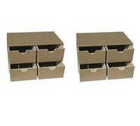 OSCO Cajonera de piel sintética con 4 cajones, paquete de 2 unidades, organizador de papelería, apilable, contenedor de maquillaje, joyero, no tamaño A4, 18,5 x 33 x 20,5 cm