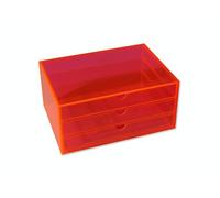 OSCO Cajonera mediana de acrílico neón con 3 cajones, A5, almacenamiento de pines, joyas, clips, ceras, bolígrafos, lápices, pequeños papelería, 11 x 23 x 17 cm